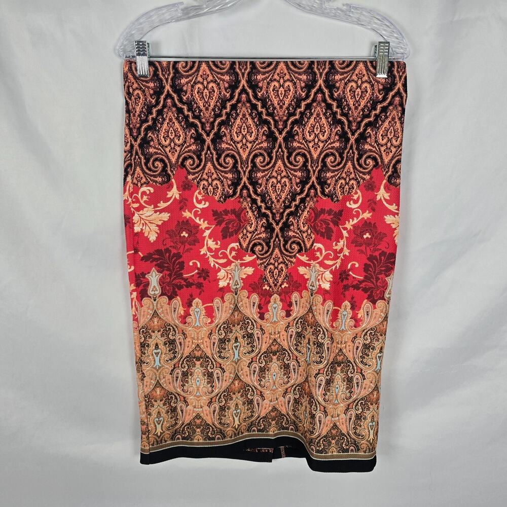 ECI NY Pencil Skirt Women's PL Argyle Diamond Patern Colorful Pull On Midi